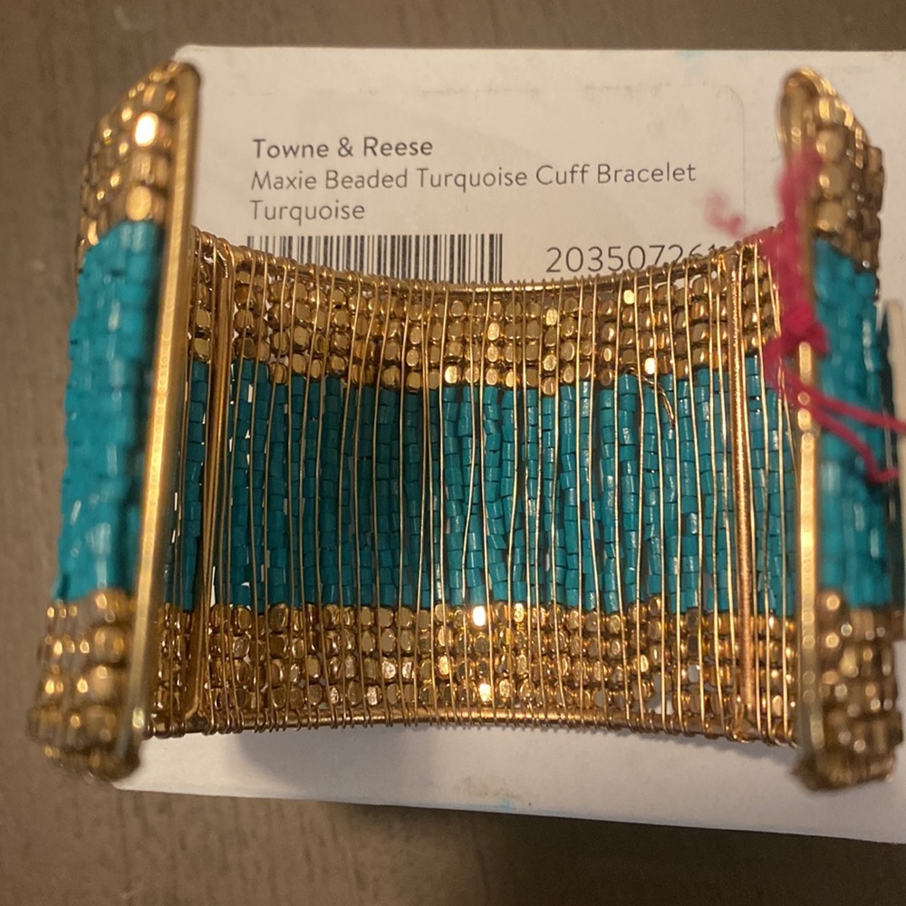 Towne & Reese Maxie Beaded Turquoise Cuff Bracelet- Brand New - Picture 5 of 7